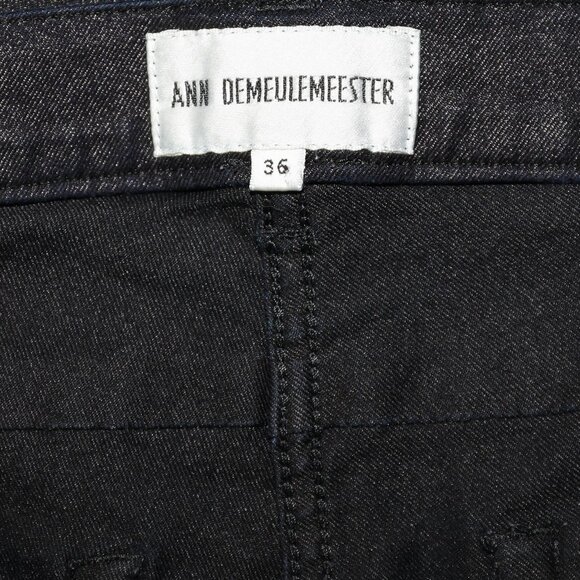Ann Demeulemeester Metallic Black Blue Cropped Skinny Denim Jeans Size Small - Picture 5 of 5